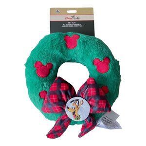 Disney Parks Disney Tails Holiday Christmas Wreath Pluto Squeeze Pet Dog Toy